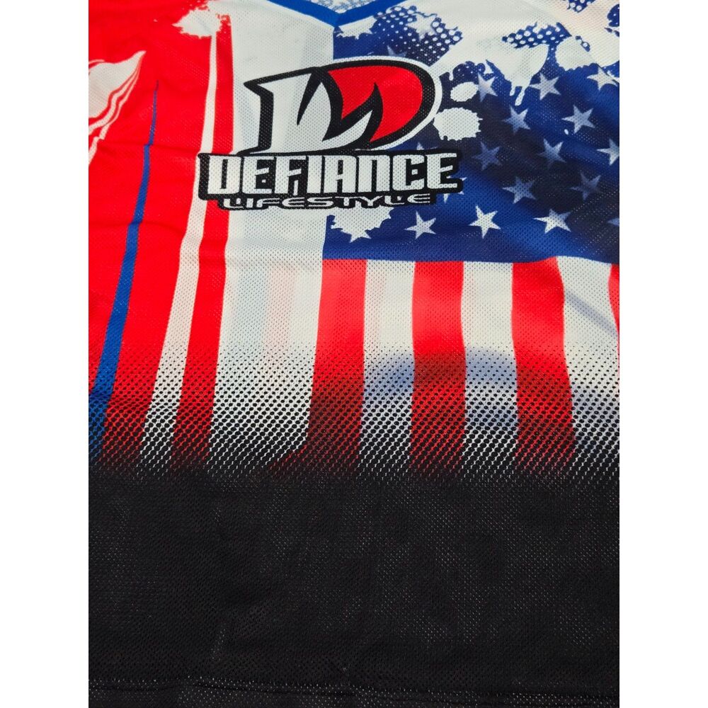 Defiance Lifestyle USA Flag MX Motocross Jersey | Men's Size XL | Red White Blue - Picture 9 of 12